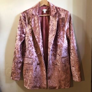 Topshop crushed pink velvet blazer